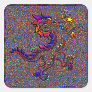 Royal Fancy Mediaeval Lion Collage Square Sticker