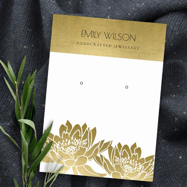 ROYAL FAUX GOLD LOTUS FLOWER EARRING DISPLAY BUSINESS CARD (Creator Uploaded)