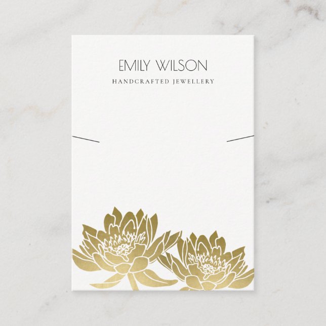 ROYAL FAUX GOLD LOTUS FLOWER NECKLACE DISPLAY BUSINESS CARD (Front)