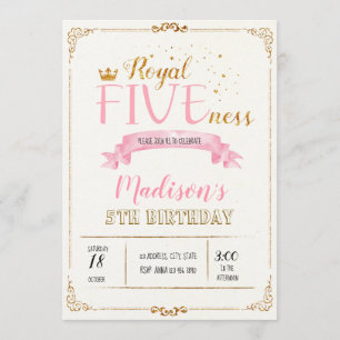 Royal fiveness birthday invitation