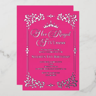 Royal Fiveness Princes 5th Birthday Foil Invitatio