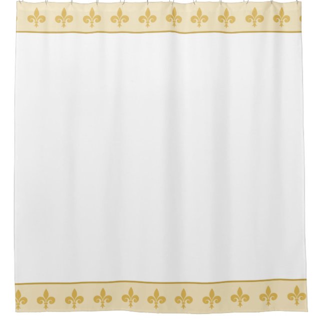 Royal fleur de lis, golden lily flowers shower curtain (Front)