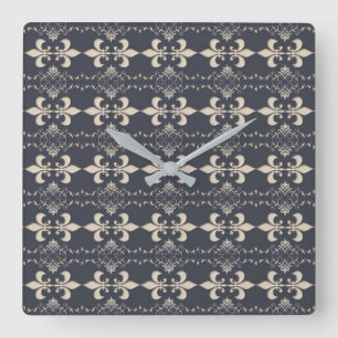Royal Fleur-de-Lis pattern. Square Wall Clock