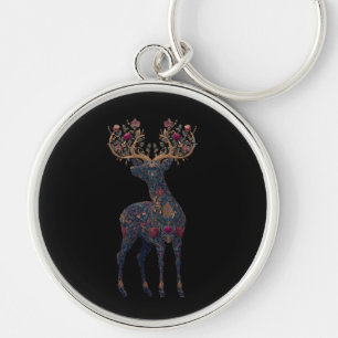 Royal floral cosmic Deer Key Ring