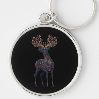 Royal floral cosmic Deer Key Ring