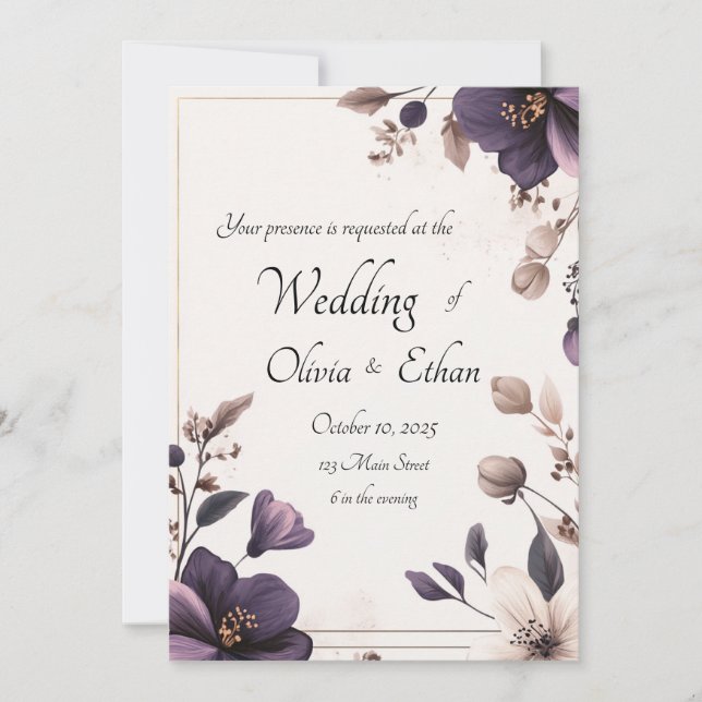 Royal Floral Wedding Invitation (Front)