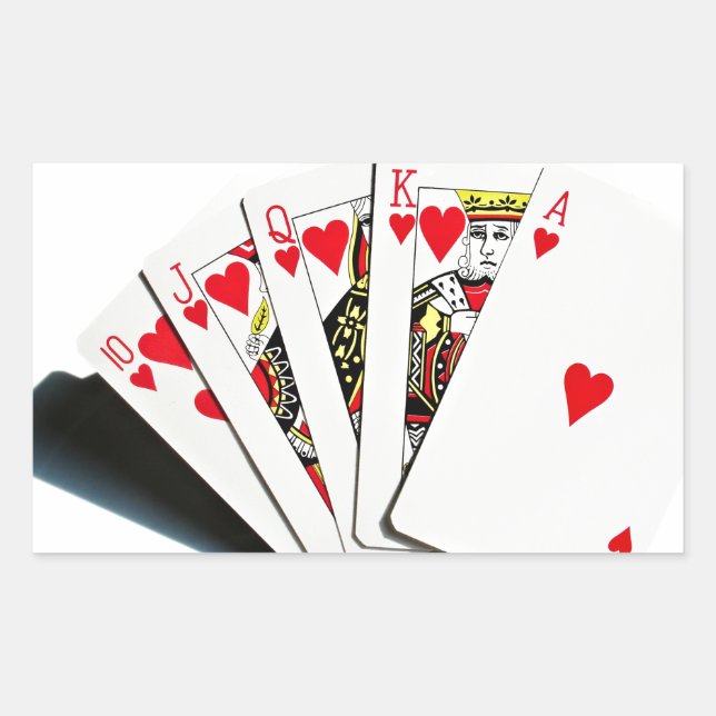 Royal Flush Hearts Rectangular Sticker (Front)