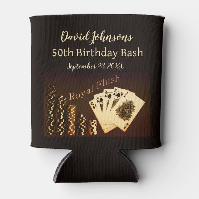 Royal Flush Poker Themed Can Cooler Party Favour (Front)