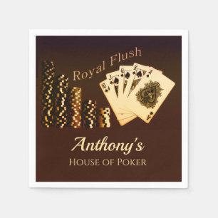 Royal Flush Poker Themed Personalised Paper Napkin