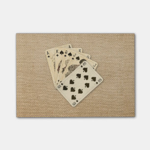 Royal Flush Spades Vintage on Burlap Post-it Notes