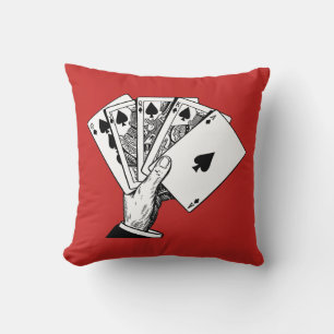 Royal Flush Vintage Illustration Pillows