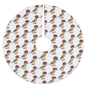 Royal flycatcher bird cartoon illustration  brushed polyester tree skirt