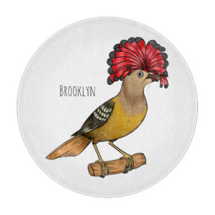 Royal flycatcher bird cartoon illustration cutting board
