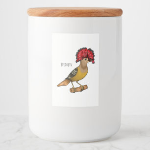 Royal flycatcher bird cartoon illustration food label