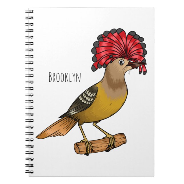 Royal flycatcher bird cartoon illustration notebook (Front)