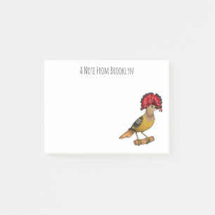 Royal flycatcher bird cartoon illustration post-it notes