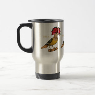Royal flycatcher bird cartoon illustration  travel mug