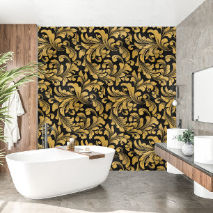 Royal French black and golden Floral  Wallpaper