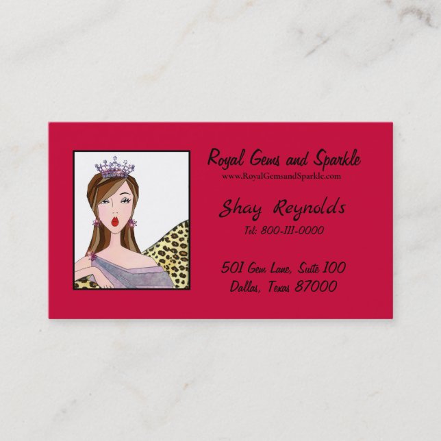 "Royal+Gems & Sparkle" Queen Business Cards (Front)