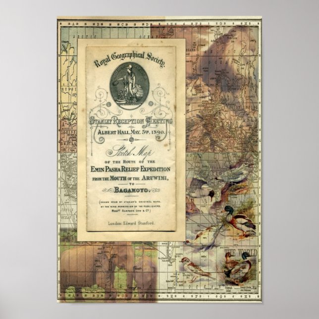 Royal Geographical Society Collage Print (Front)