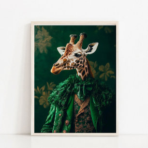 Royal Giraffe Vintage Portrait, Victorian Animals Poster
