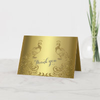 Royal Gold Abstract Peacock Wedding THANK YOU