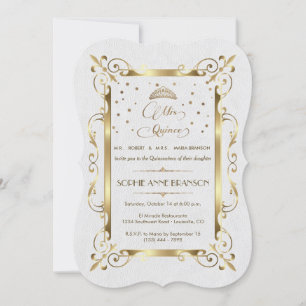 Royal Gold Art Deco Mis Quince Script Quinceañera Invitation