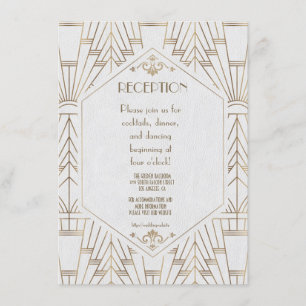 Royal Gold Art Deco Monogram Wedding Reception Enclosure Card