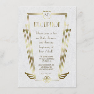 Royal Gold Art Deco Monogram Wedding Reception Invitation