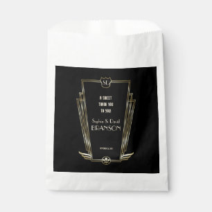 Royal Gold Art Deco Monogram Wedding THANK YOU Favour Bags