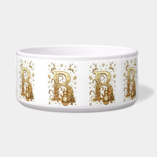 Royal Gold B Luxury Snowman Ceramic Pet Bowl
