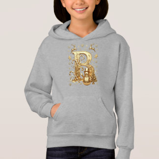 Royal Gold B Luxury Snowman Girls Hoodie