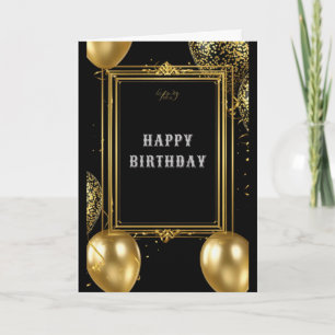 Royal Gold Birthday Frame On Black For Formal  Card