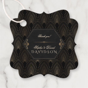 Royal Gold Black Great Gatsby Art Deco Wedding Favour Tags