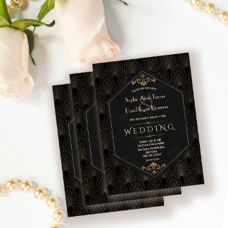 Royal Gold Black Great Gatsby Art Deco Wedding Invitation