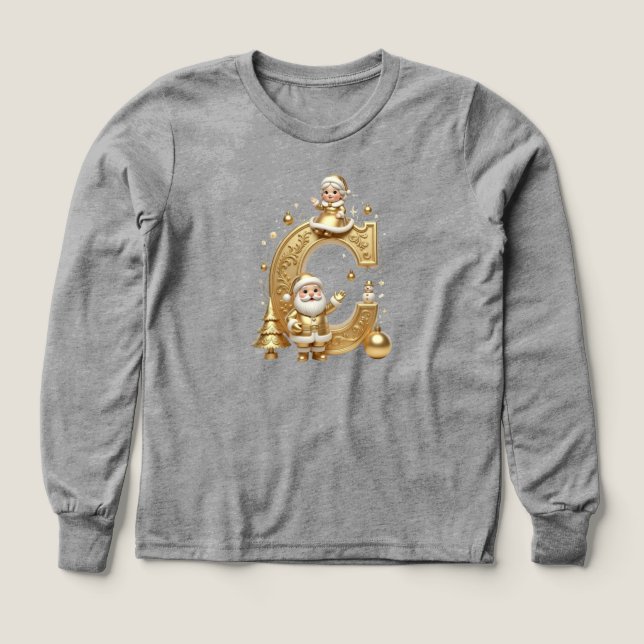 Royal Gold C Kids Tri-Blend Long Sleeve Tee (Design Front)