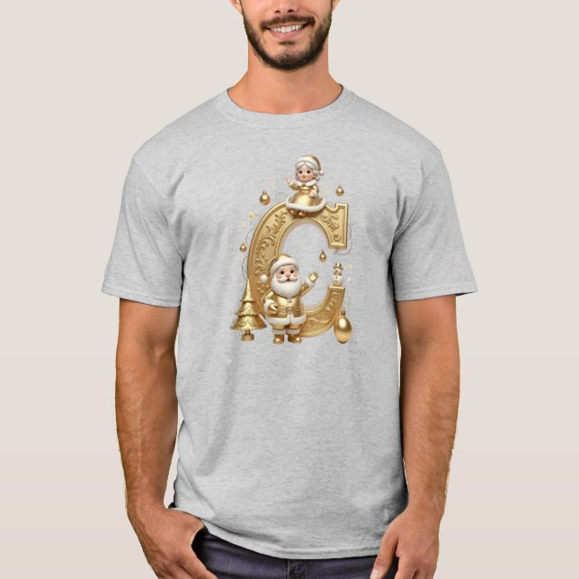 Royal Gold C Santa Heather Grey Men's Tee (Front)