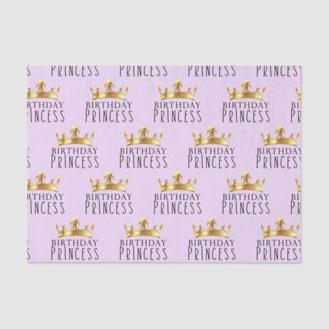 Royal Gold Crown Birthday Princess Party Tissue Paper (Front)