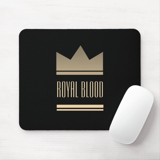 Royal Gold Crown Black Mouse Pad (With Mouse)