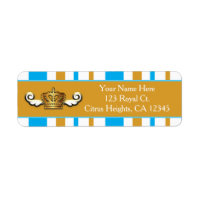 Royal Gold Crown & Blue Prince Party Address Label