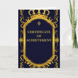 Royal Gold Crown Frame On Blue Formal 👑 Card