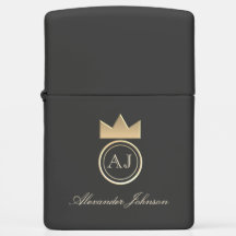 Royal Gold Crown Monogram , Elegant Black Name