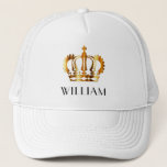 Royal Gold Crown Personalised Name White Trucker Hat<br><div class="desc">Royal Gold Crown Personalised Name White Doormat</div>