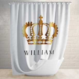 Royal Gold Crown With Personalised Name Shower Cur Curtain