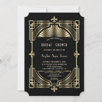 Royal Gold Fleur-de-lis Great Gatsby Bridal Shower