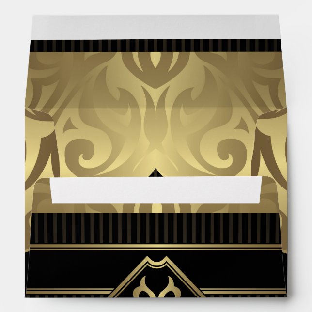 royal,gold,fleur de lis,pattern,on black,elegant,v envelopes (Back (Bottom))