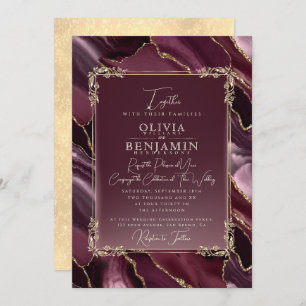 Royal Gold Frame florales & Agate Marble Wedding Invitation