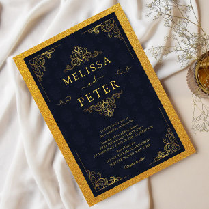 Royal Gold Glitter Ornate Wedding Invitation