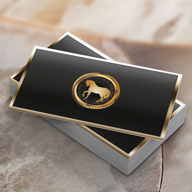 Royal Gold Horse Logo Professional Equine Business Card (Creator Uploaded)