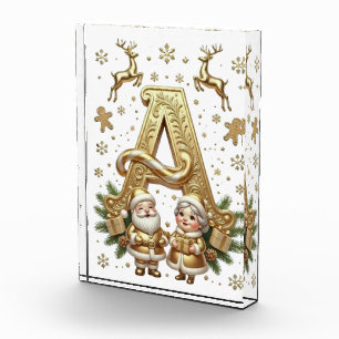 Royal Gold Letter A Luxury Unisex Acrylic Block